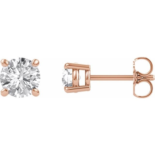 saveongems Jewelry 5mm / 14K Rose 14K Round Forever One Moissanite Earrings
