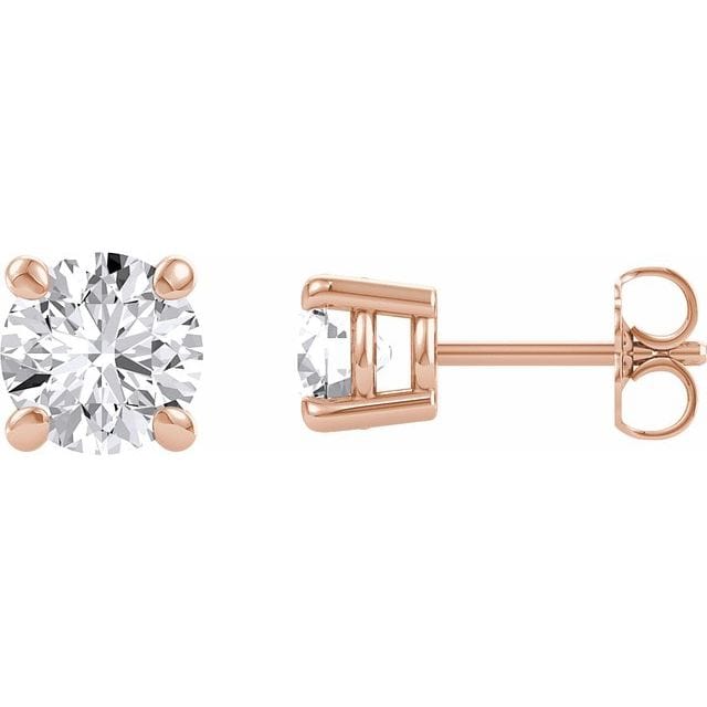 saveongems Jewelry 6mm / 14K Rose 14K Round Forever One Moissanite Earrings