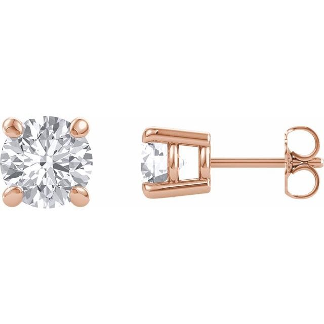 saveongems Jewelry 6.5mm / 14K Rose 14K Round Forever One Moissanite Earrings
