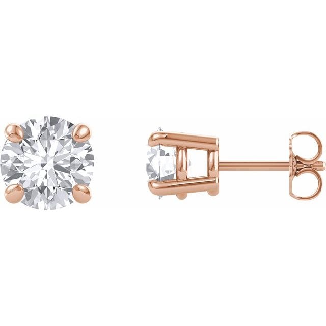 saveongems Jewelry 7mm / 14K Rose 14K Round Forever One Moissanite Earrings
