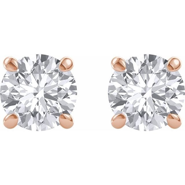 saveongems Jewelry 14K Round Forever One Moissanite Earrings