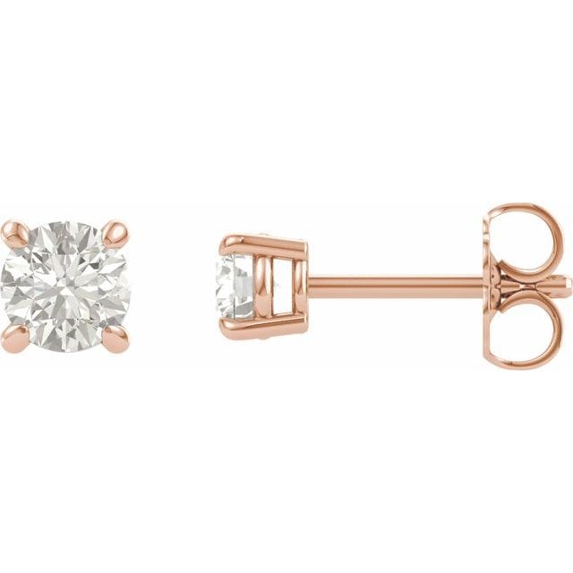 saveongems Jewelry 4mm / 14K Rose 14K Round Forever One Moissanite Earrings