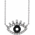 saveongems Jewelry 12 x 8.8 mm:1/8 CTW / 14K White 14K 1/8 CTW Natural Black & White Diamond Evil Eye 18