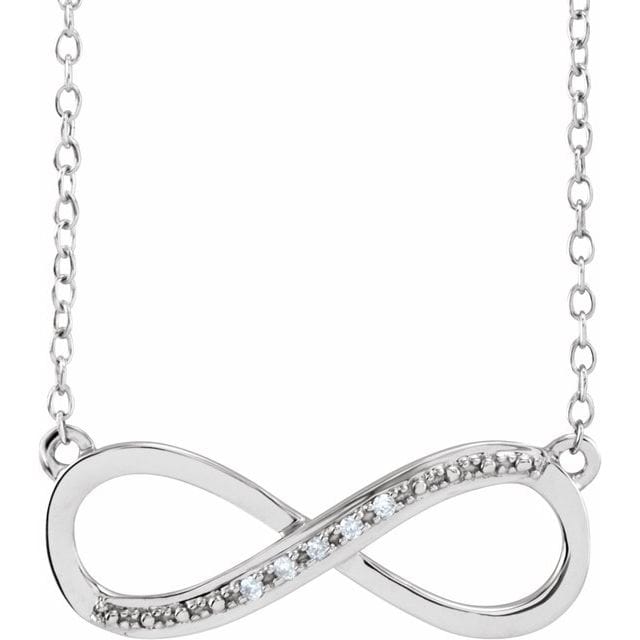 saveongems 1mm:: .025 CTW / I1 H+ / 14K White 14K Natural Diamond Infinity-Inspired Necklace