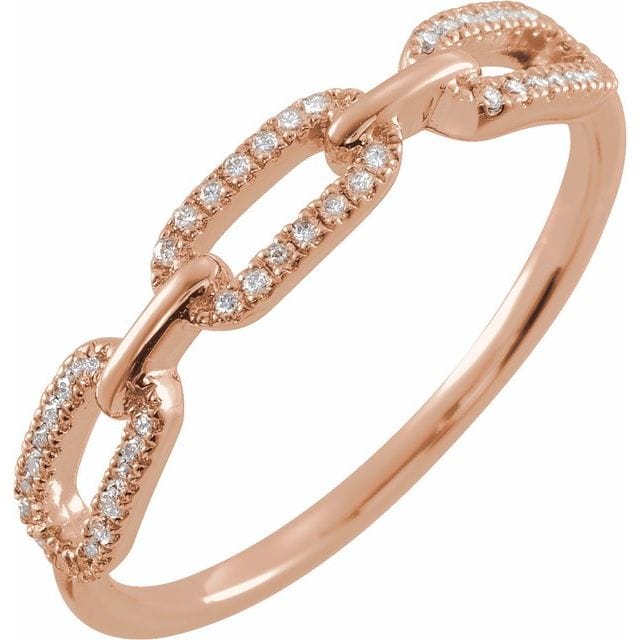saveongems Jewelry .8mm::1/6 CTW / 6.00 / 14K Rose 14K 1/6 CTW Natural Diamond Chain Link Ring