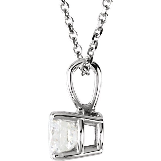saveongems 14K Natural Diamond Round 4-Prong Pendant Necklace