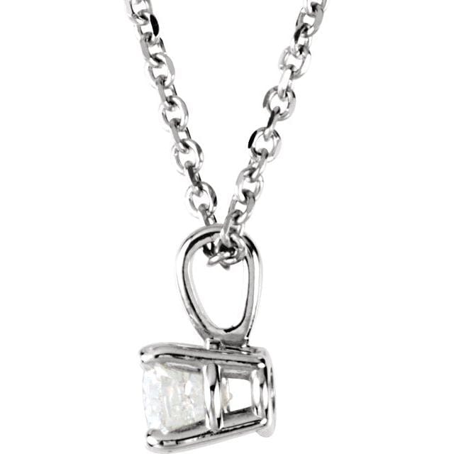 saveongems 14K Natural Diamond Round 4-Prong Pendant Necklace