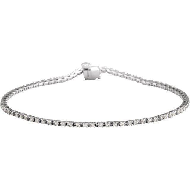 saveongems 1 ctw (1.4mm) / SI / 14K White 1 CTW Lab-Grown Round Diamond Line 7 1/4" Bracelet Diamond Tennis Bracelet 7.25" 1-5 Carat Total Weight Round
