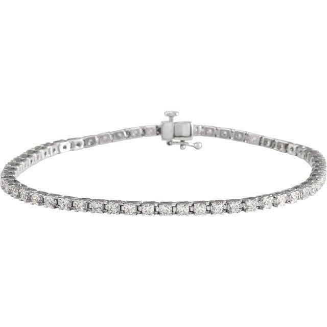 saveongems 3 ctw (2.3-2.35mm) / SI / 14K White 1 CTW Lab-Grown Round Diamond Line 7 1/4" Bracelet Diamond Tennis Bracelet 7.25" 1-5 Carat Total Weight Round