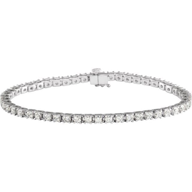 saveongems 4 ctw (2.8mm) / SI / 14K White 1 CTW Lab-Grown Round Diamond Line 7 1/4" Bracelet Diamond Tennis Bracelet 7.25" 1-5 Carat Total Weight Round