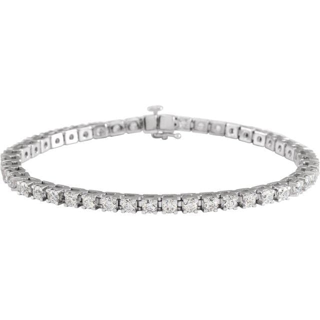saveongems 5 ctw (3.1mm) / SI / 14K White 1 CTW Lab-Grown Round Diamond Line 7 1/4" Bracelet Diamond Tennis Bracelet 7.25" 1-5 Carat Total Weight Round