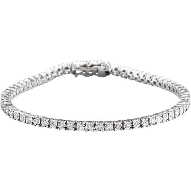 saveongems 1.5 mm:: 1 CTW / I1 G-H / 14K White 14K Natural Diamond Illusion-Set Line 7" Bracelet