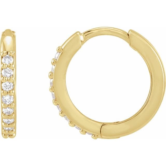 saveongems 12.5 mm :: 1/8 CTW / I1 G-H / 14K Yellow 14K Natural Diamond Accented Huggie Earrings