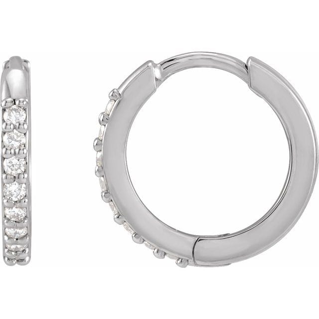 saveongems 12.5 mm :: 1/8 CTW / I1 G-H / 14K White 14K Natural Diamond Accented Huggie Earrings