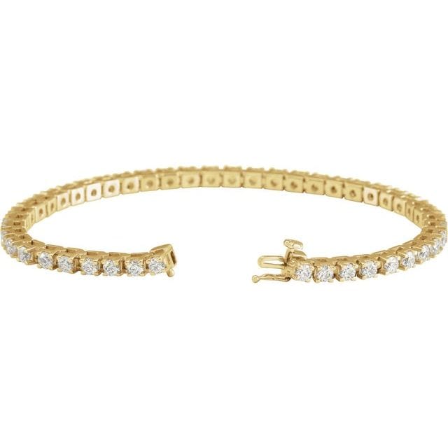 saveongems 5 ctw (3.1mm) / SI / 14K Yellow 1 CTW Lab-Grown Round Diamond Line 7 1/4" Bracelet Diamond Tennis Bracelet 7.25" 1-5 Carat Total Weight Round