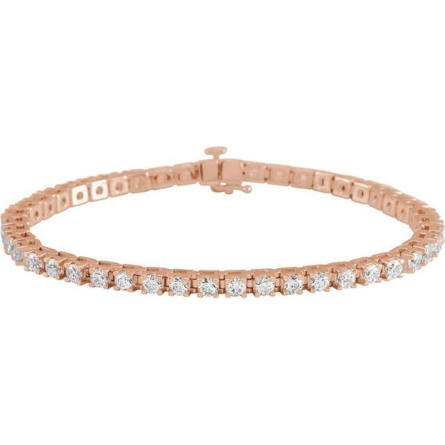 saveongems 5 ctw (3.1mm) / SI / 14K Rose 1 CTW Lab-Grown Round Diamond Line 7 1/4" Bracelet Diamond Tennis Bracelet 7.25" 1-5 Carat Total Weight Round