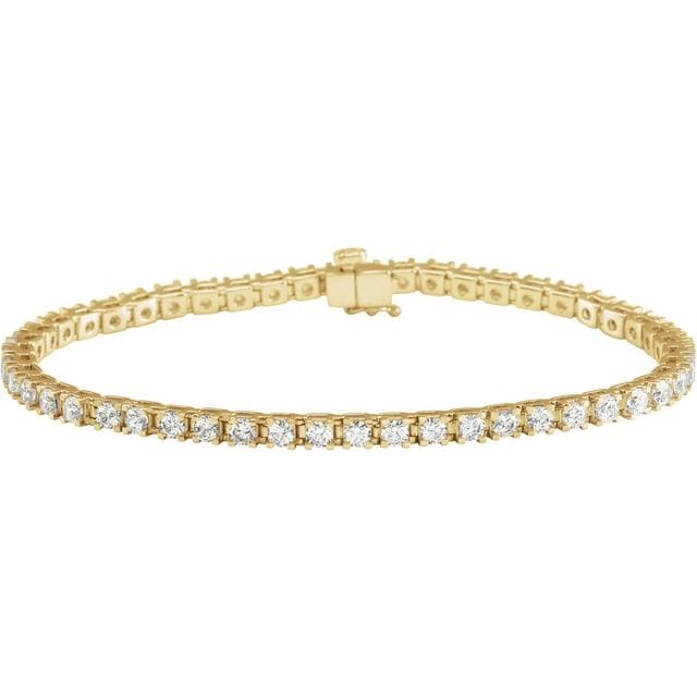saveongems 4 ctw (2.8mm) / SI / 14K Yellow 1 CTW Lab-Grown Round Diamond Line 7 1/4" Bracelet Diamond Tennis Bracelet 7.25" 1-5 Carat Total Weight Round