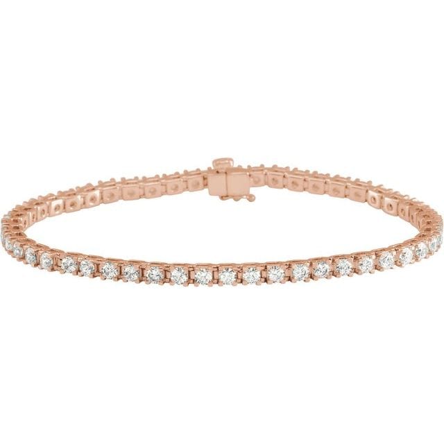 saveongems 3 ctw (2.3-2.35mm) / SI / 14K Rose 1 CTW Lab-Grown Round Diamond Line 7 1/4" Bracelet Diamond Tennis Bracelet 7.25" 1-5 Carat Total Weight Round