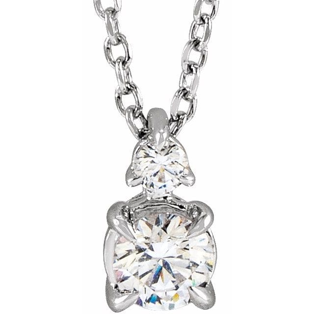 saveongems 1/2 ctw (4.5mm) / 16-18 Inch / 14K White Accented Claw-Prong Necklace 16-18" 1/4-1 Carat Total Weight