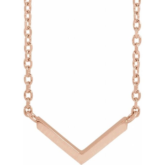 saveongems Jewelry 12.92 x 6.14mm / 16 Inch / 14K Rose V Necklace