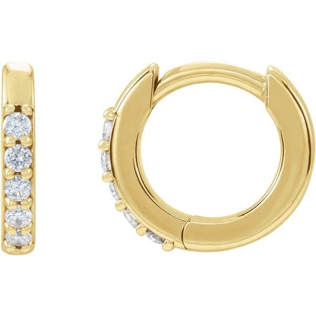 saveongems 10 mm :: 0.08 CTW / I1 G-H / 14K Yellow 14K Natural Diamond Accented Huggie Earrings