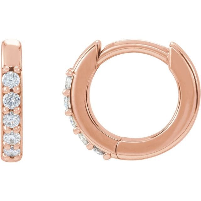 saveongems 10 mm :: 0.08 CTW / I1 G-H / 14K Rose 14K Natural Diamond Accented Huggie Earrings