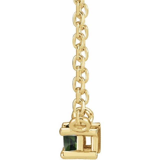 saveongems Jewelry 14K Natural Green Tourmaline Solitaire 18" Necklace