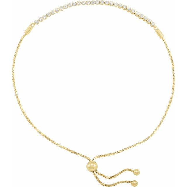 saveongems 1.7 mm:: 1/2 CTW / I1 GH / 14K Yellow 14K Natural Diamond Bolo 9 1/2" Bracelet
