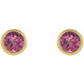 saveongems Jewelry 14K Round Natural Pink Tourmaline Micro Bezel-Set Earrings