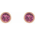 saveongems Jewelry 14K Round Natural Pink Tourmaline Micro Bezel-Set Earrings