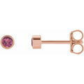 saveongems Jewelry 2mm::0.315 DWT (0.49 grams) / 14K Rose 14K Round Natural Pink Tourmaline Micro Bezel-Set Earrings