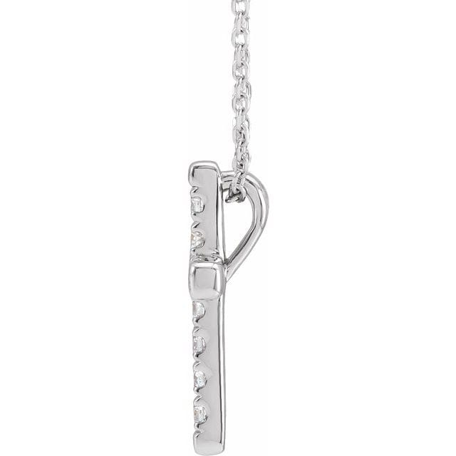 saveongems Jewelry 14K Natural Diamond French-Set Cross 16-18" Necklace