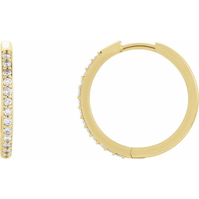 saveongems 18 mm :: 1/5 CTW / I1 G-H / 14K Yellow 14K Natural Diamond Accented Huggie Earrings