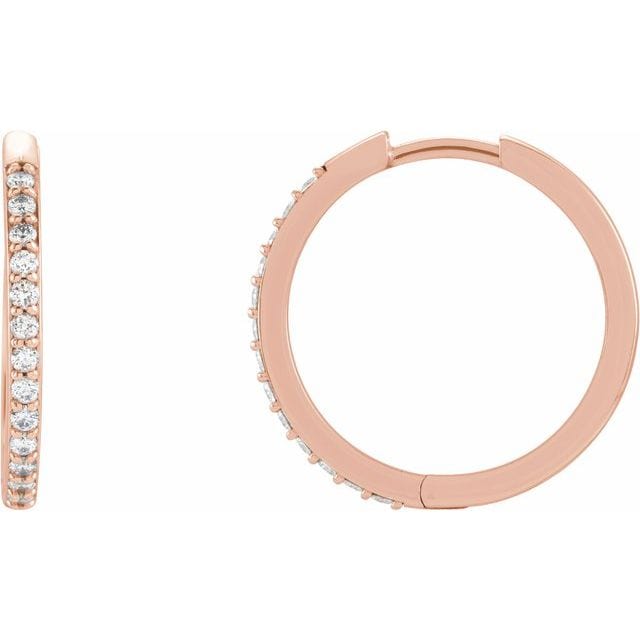 saveongems 18 mm :: 1/5 CTW / I1 G-H / 14K Rose 14K Natural Diamond Accented Huggie Earrings