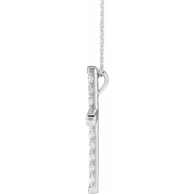 saveongems Jewelry 14K Natural Diamond French-Set Cross 16-18" Necklace