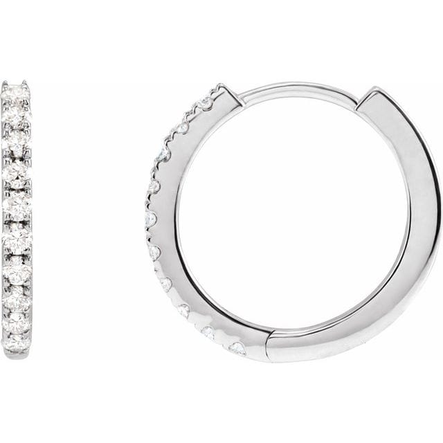 saveongems Jewelry 1 /4ctw::14mm / SI G-H / 14K White Diamond Hoop Earrings