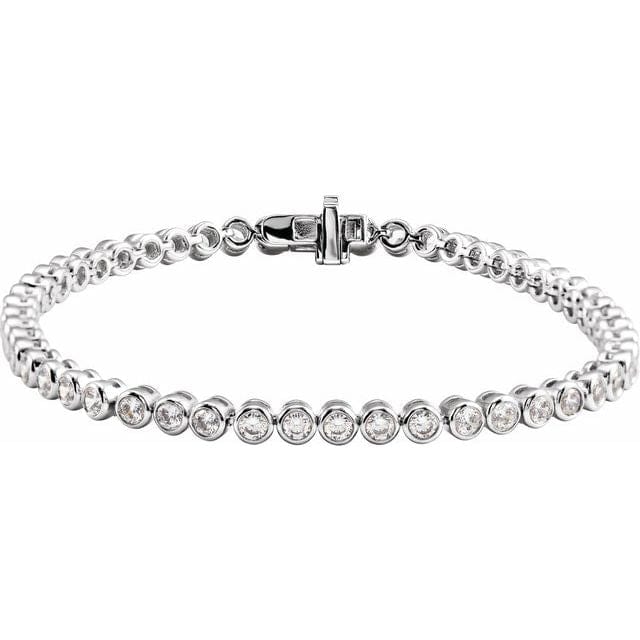 saveongems Jewelry 3 1/2 ctw (2.5mm) / SI1 SI2 G-H / 14K White Bezel-Set Bracelet