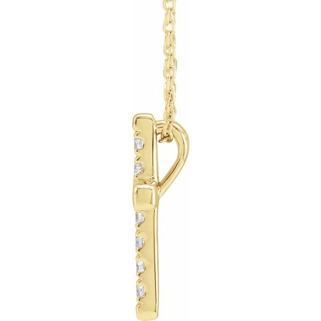 saveongems Jewelry 14K Natural Diamond French-Set Cross 16-18" Necklace