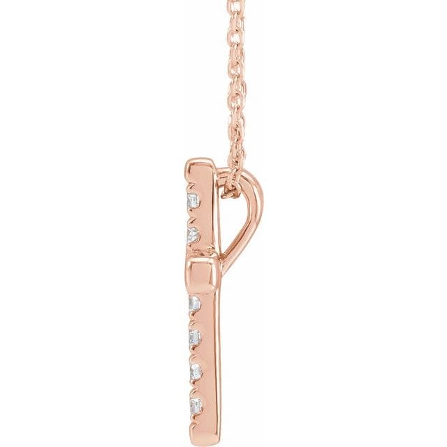saveongems Jewelry 14K Natural Diamond French-Set Cross 16-18" Necklace
