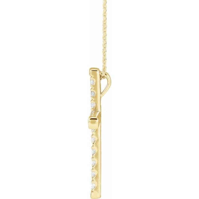 saveongems Jewelry 14K Natural Diamond French-Set Cross 16-18" Necklace
