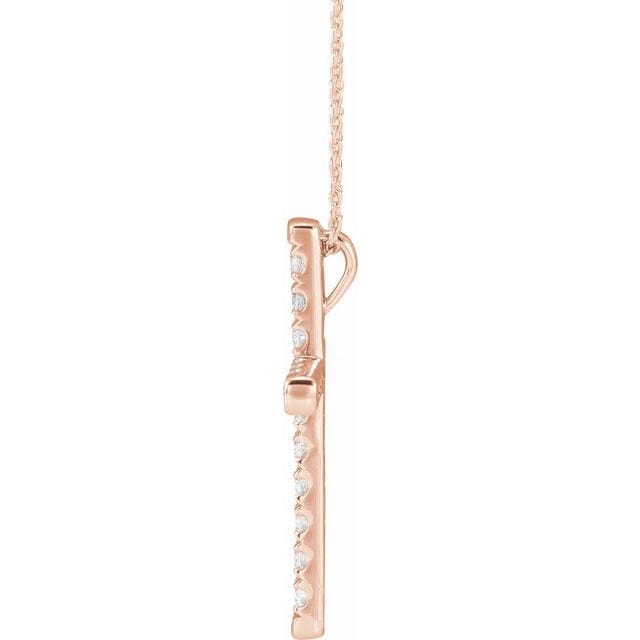 saveongems Jewelry 14K Natural Diamond French-Set Cross 16-18" Necklace