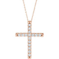 saveongems Jewelry 2.4mm :: 3/4 CTW / I1 G-H / 14K Rose 14K Natural Diamond French-Set Cross 16-18