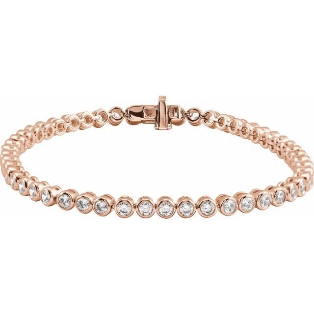 saveongems Jewelry 3 1/2 ctw (2.5mm) / SI1 SI2 G-H / 14K Rose Bezel-Set Bracelet