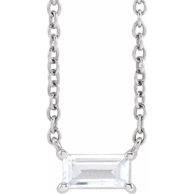 saveongems 5.5 x 2.75 mm / VS / 14K White 1/3 CT Lab-Grown Straight Baguette Diamond 16-18" Necklace 14K 1/3 CT Lab-Grown Straight Baguette Diamond 16-18" Necklace
