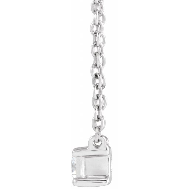 saveongems 14K 1/3 CT Lab-Grown Straight Baguette Diamond 16-18" Necklace