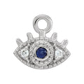 saveongems Jewelry 1.3mm :: 0.01 CTW / I1 G-H / 14K White 14K Natural Blue Sapphire & .01 CTW Natural Diamond Evil Eye Dangle