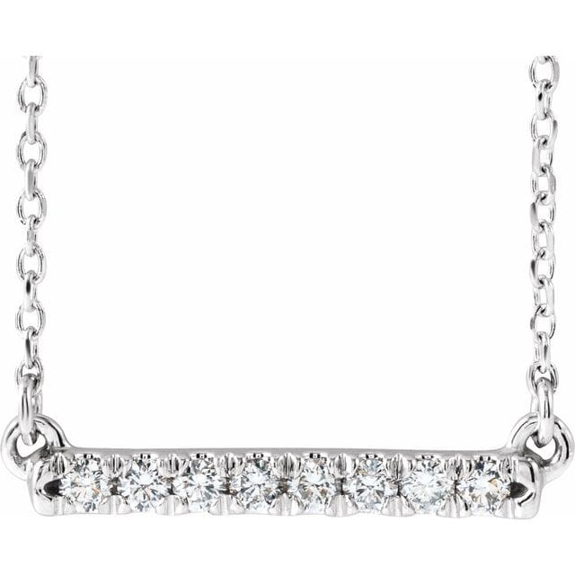 saveongems 1/8 ctw (1.7mm) / VS F+ / 14K White French-Set Bar 18" Necklace 1/8 Carat Total Weight
