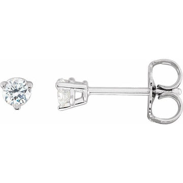 saveongems 3mm :: 1/5 CTW / l1 / 14K White 14K Natural Round Diamond 3-Prong Friction Post Stud Earrings