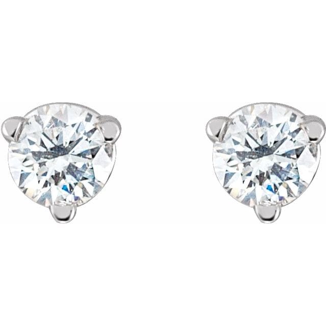 saveongems 14K Natural Round Diamond 3-Prong Friction Post Stud Earrings