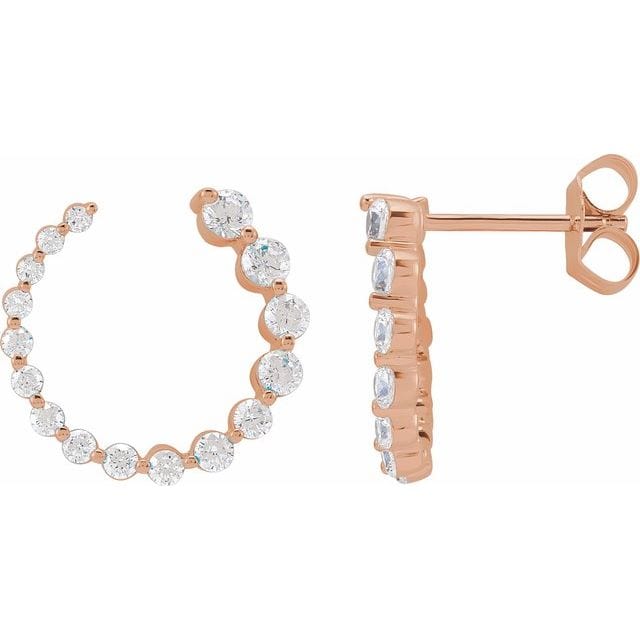 saveongems Jewelry 7/8 ctw (15mm) / SI1-SI2 G-H / 14K Rose Diamond Front-Back Earrings